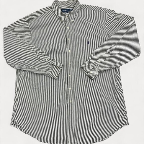 Polo Ralph Lauren Classic Fit Green Striped Button Shirt Men's 2XLT XXL Tall - Picture 1 of 9
